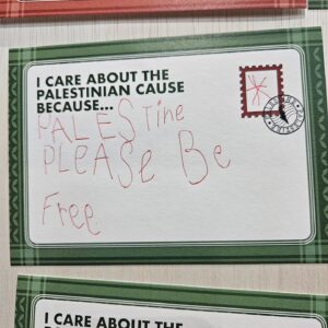 Oon Shu An Instagram - If children can understand the suffering in Palestine, why can't we?

These are from the Live Gaza Monologues' Postcards for Gaza segment where attendees penned their thoughts about Palestine.

Share your answer to "I care about the Palestinian cause because..." below 👇 

✒️ And sign our petition for Singapore to expedite its recognition of the Palestinian state via the link in bio. We're less than 10% away from our goal of 10,000 signatures 💯