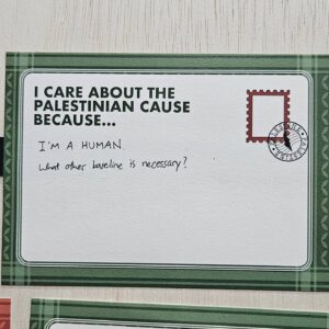 Oon Shu An Instagram - If children can understand the suffering in Palestine, why can't we?

These are from the Live Gaza Monologues' Postcards for Gaza segment where attendees penned their thoughts about Palestine.

Share your answer to "I care about the Palestinian cause because..." below 👇 

✒️ And sign our petition for Singapore to expedite its recognition of the Palestinian state via the link in bio. We're less than 10% away from our goal of 10,000 signatures 💯