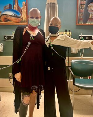Shirley Chung Instagram - Hey Loves 💕 Hello from Chicago! Thank you all so so much for the out pouring love and support since my announcement, your love helped carried me through the hardest and the most painful weeks of my life. ❤️ I have completed 2 weeks of radiation and chemo treatment at @uchicago, I can’t thank my doctors and nurses enough for taking good care of me.  My mouth, tongue and throat are peeling because of radiation, so after 1 week of treatment, my pain was so bad that drinking water felt like pouring salt on my raw flesh, so I chose to install Gtube, feeding tube on my stomach, so I can get all the nutrients and meds through it, without torturing my mouth. It was a hard decision to be make, but I felt so blessed that my doctor push me to do it. I was losing weight too rapidly,10 pounds in 10 days. I ended up stay in the hospital for 2 weeks for the surgery, also figure out the best solution for my pain control.  With my new shining weapon G-Tube, I am feeling much stronger and have been able to maintain my weight this check up! 💕 Having tongue cancer, even though I am surrounded by so much love, but I can still feel lonely, because no one can imagine the pain and not be able to talk and even drink water.  I definitely had some of the darkest days of my life. 💕 But I met a new friend! Aubryn, my cancer warrior sister when we were in the waiting room for radiation ☢️ We bounded over our love of fashion ( we were the only 2 girls continued to dress up and put on makeup for our appointments) and Love of Food!  She is one week ahead of me on treatments, so her experience gave me a sense of clarity, and she is tougher than me! Handling all the pain with such grace. We text each other everyday, she even checks on me when we are having the off week at home.  We exchange list of food that we crave and wanna go eat after we are healed, and promised to cook for each other after we kick cancer’s ass. I am so grateful to have met my cancer warrior sister here and I know our friendship will continue long after we are healed❤️👯‍♀️. #chefshirleychung #dumplingmafiaqueen #unicorn #cancerwarrior #tonguecancer #fuckcancer