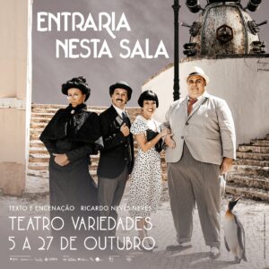 Sissi Martins Instagram - Bilhetes já à venda!
Bilheteira online:
https://teatrovariedades.byblueticket.pt/

Info: bilheteiravariedades@egeac.pt

Entraria Nesta Sala
Teatro Variedades | Parque Mayer
Até 27 OUT
Qua a Dom, 19H

Texto e Encenação Ricardo Neves-Neves

Com Ivo Alexandre, Manuel Marques, Sílvia Rizzo e Sissi Martins
Voz Custódia Gallego 

Direção Musical Artur Guimarães e António Andrade Santos
Maestro António Andrade Santos

Músicos António Andrade Santos (guitarra portuguesa), Nélson Aleixo / Miguel Silva (viola de fado), Sérgio Fiúza (baixo acústico) 

Coprodução 
Teatro Variedades / Lisboa Cultura, Cineteatro Louletano, Teatro do Eléctrico, Culturproject 

Media partner
antena2rtp

M/12 | Duração: 65mins

 info sobre o espectáculo e a equipa:
teatrodoelectrico.com
https://egeac.pt/parque-mayer/teatro-variedades/ 

O Teatro do Eléctrico é uma estrutura apoiada pela República Portuguesa - Cultura / Direção-Geral das Artes, pelo Cineteatro Louletano/Câmara Municipal de Loulé e pela Câmara Municipal de Lisboa. 

📸 Pedro Macedo/Framed Films

#entrarianestasala #teatrovariedades #parquemayer #teatrodoelectrico #ricardonevesneves #teatro #teatro #teatrocomedia #comedia #theatre #musica