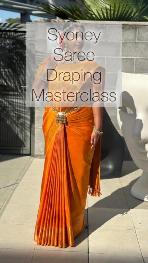 Swarnaa Rajalingam Instagram - Created this HEERAMANDI 🧡 inspired look for my SYDNEY saree draping masterclass 🧡 
Was so fun teaching all the the techniques on how to perfect the art of saree draping and achieve my signature heatfree pleats 🧡

🧡 Model @thelifeofasocialbutterfly 
🧡Saree @thirumanam.melbourne 
🧡Content creator @sydneystoryteller 
🧡Blouse has been given to stitch  @mansybridal 
🧡Hair and makeup @aditimakeup 
🧡Saree silhouette @tiabhuva 
🧡Assisted by @ashkumaaar @drapingbyb 

#saree #sareedraping #sareepleating #sareepleats #sareeaustralia #sareesydney