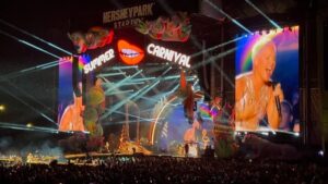 Teri Polo Instagram - Raised my glass to @pink last night in Hershey Park Stadium in Pennsylvania. 
Willow Sage Hart covered me in sunshine, @pink was a f*cking rock star beyond all words, and YOU ARE PERFECT!!! 🙌🏼😍✌🏼❤️

#rockstar #pink #hersheypark #willowsagehart #concert #music #blessed #perfect #sunshine