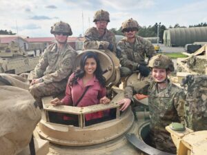 Tiya Sircar Instagram - We often take for granted the very things that most deserve our gratitude. Forever grateful for and inspired by those who have chosen to serve (and sacrifice for) this country. 

Sharing a few photos from my trips abroad with @armedforcesent, visiting our troops in Kosovo, Poland, Italy, Spain, and the U.K. Loved meeting each and every one of these Service Members. And shout out to all the military families for the sacrifices you make as well. 🙏🏽 

#HappyVeteransDay and #TYFYS 🇺🇸❤️🤍💙