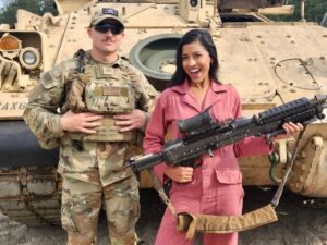 Tiya Sircar Instagram - We often take for granted the very things that most deserve our gratitude. Forever grateful for and inspired by those who have chosen to serve (and sacrifice for) this country. 

Sharing a few photos from my trips abroad with @armedforcesent, visiting our troops in Kosovo, Poland, Italy, Spain, and the U.K. Loved meeting each and every one of these Service Members. And shout out to all the military families for the sacrifices you make as well. 🙏🏽 

#HappyVeteransDay and #TYFYS 🇺🇸❤️🤍💙