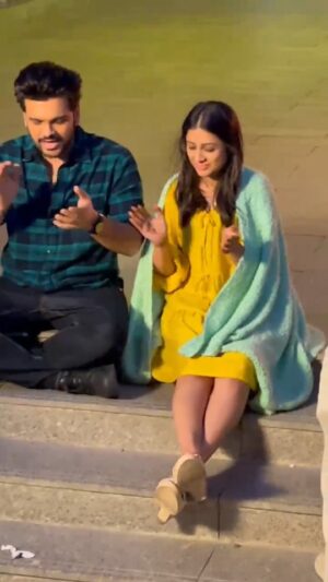 Aarohi Patel Instagram - Since Ajab Raat Ni Gajab Vaat was shot entirely in night shifts, our desperate attempts to stay awake was this game that we used to play called "marshmallow challenge" 😂 
Also, thank you for loving our film so so much🫶🏻 Book your tickets now, if you still haven't watched it 👏🏻