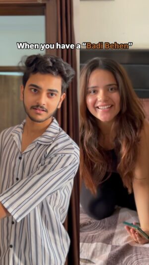 Aashi Sahni Instagram - Tag your Badi Behen and Chota bhai😤
.
#reels #reelsinstagram #reelitfeelit #reels #funny #funnyvideos #fyp #foryou #trending #sibling