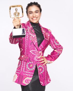 Adrija Sinha Instagram - Your Best supporting actress (female) for a web original film ✨ All your love and wishes made this possible! Thank you, dil se ❤️🥹 bohot saara pyaar 💕

Makeup : @maneeshanathmuah_adara 
Costume : @khushu712