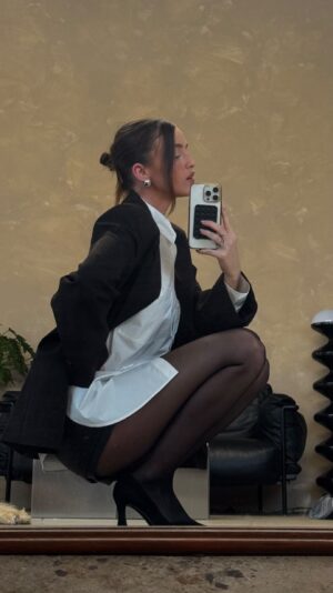 Alicia Moffet Instagram - day to night quick change 👔
heels   uggs from @brownsshoes