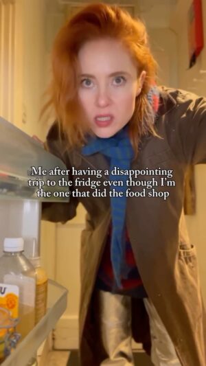 Angela Scanlon Instagram - Why is it that even after a “big” shop I have nothing to eat?? I went for a full healthy basket but now I don’t want the fucking homemade artichoke dip I want the fluorescent cheese you get at the cinema with a shit load of Doritos & a half-melted pint of ice cream! Open your fridge now and describe its vibe in one word. 

Mine: Betrayal 😂
