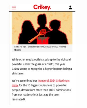 Antoinette Lattouf Instagram - Forget the Rich List, I made the Top 10 Shitstirrer’s list for 2024, @crikey.news is recognising the biggest nuisances to powerful people.

“After being unceremoniously dumped by the ABC, Antoinette Lattouf refused to go quietly. Instead, she embraced her role as a national symbol for the people calling out the influence of pro-Israel lobbies on Australian media, the announcement noted. 

My first reaction to coming in at #5, is that I’m terrified to tell my mother I didn’t make top three.

Below is my acceptance speech in full:

I’ve survived the last year, so that’s something. If I were an Arab journalist “stirring the pot” about war crimes in Gaza and reporting from the Middle East instead of Sydney, there’s a good chance I’d have been taken out by the IDF like 140 Palestinian journalist in the past 14 months. So, let’s raise a glass to the fact that I haven’t been snipered and somehow made it onto this list.

Sure, the pro-Israel lobbyists tried to career-assassinate me, and the ABC is dabbling in lawfare, but I’d like to think I’ve shown that pushing back against powerful institutions not only holds them accountable—it gives you an even louder voice.

I’d also like to thank God and WhatsApp groups (and apologise to my mother. I promise to stir harder next year to make top 3.)