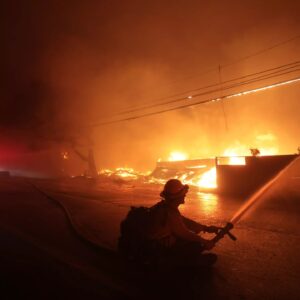 Arianna Huffington Instagram - Last night, we were evacuated from our home in LA, but that pales in comparison to the devastation unfolding around us. Homes, schools, supermarkets, entire neighborhoods burned to the ground, leaving families displaced and communities shattered.

Our hearts go out to the brave first responders who are working tirelessly, risking their lives to protect others and contain this fire.

For anyone looking for up-to-date information or ways to stay safe, resources like the @watchdutyapp and @calfire are invaluable. This is a time to come together and support those most affected: @cafirefound. #LAFires 

Credit: Wally Skalij / Los Angeles Times
