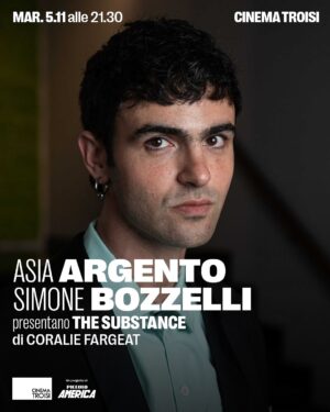 Asia Argento Instagram - Martedì 5 novembre alle 21.30 @asiaargento e @smnbozzelli presenteranno al #CinemaTroisi “The Substance” di @coralie_fargeat!

Lui ha amato questo film, lei indaga da anni la tradizione del body horror in relazione al corpo femminile portata in scena da Fargeat attraverso Margaret Qualley e Demi Moore: l’ambiguità dello star system, l’ossessione per l’eterna giovinezza, i pericolosi standard di bellezza imposti alle donne e poi Shining, Psycho, Carrie, The Elephant Man e le infinite citazioni che rendono “The Substance” una spietata metafora dei nostri tempi e un meta-discorso sul cinema di genere. 

The Substance al #CinemaTroisi:
🎬 Merc 30.10 alle 00.00
🎬 Giov 31.10 alle 11.00 e 19.30
🎬 Ven 01.11 alle 13.30 e 21.30
🎬 Sab 02.11 alle 21.30
🎬 Dom 03.11 alle 18.00

Evento in collaborazione con @siae_official 

💬 Film in lingua originale con sottotitoli.
🎟️ Con l’abbonamento i biglietti sono a 4,50€! Scopri di più al link in bio.