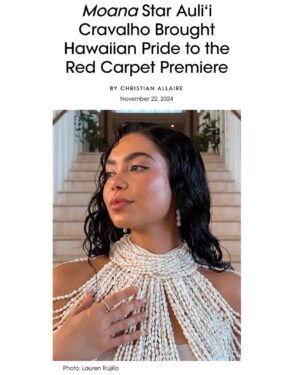 Auli'i Cravalho Instagram - The world premiere of @disneyanimation Moana 2 was the celebration of a lifetime!! 🌀✨ MAHALO @afa.ahloo for the custom looks, and all my aloha to @voguemagazine for this feature on Pacific creators 🌴 This island girl is on cloud nine 🥹📸💕 link in bio!!