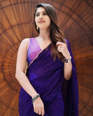 Ayesha Zeenath Instagram - Being purple 💜🙈

:
:
#ayesha #actress #saree #lover #happy #gratefull #insta