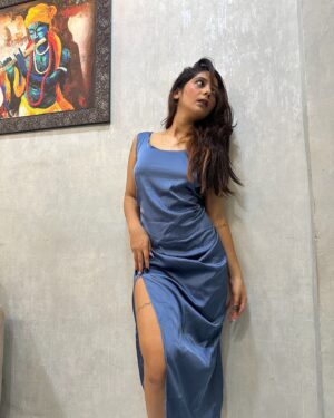 Bhavika Katariya Instagram - Weaving a spellbinding tale..✨✨🪬
.
.
.
.
.
.
.

#FashionPost  #OutfitOfTheDay #BlueDress #BlueEveningDress #WinterWonderland #HolidayStyle #fashion #style #beauty #fashionista #fashionblogger