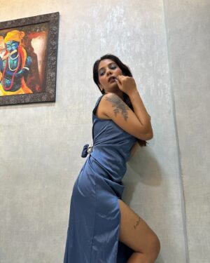 Bhavika Katariya Instagram - Weaving a spellbinding tale..✨✨🪬
.
.
.
.
.
.
.

#FashionPost  #OutfitOfTheDay #BlueDress #BlueEveningDress #WinterWonderland #HolidayStyle #fashion #style #beauty #fashionista #fashionblogger