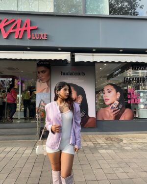 Bhavika Katariya Instagram - Well this is my cutest outfit I own🌸🎀
Playsuit- @luluandskyofficial 
Boots- @kinsfootwear 

#cuteoutfit #pinterestinspired #pinterestaesthetic #cutesy #demure #cuteoutfitideas #playsuit