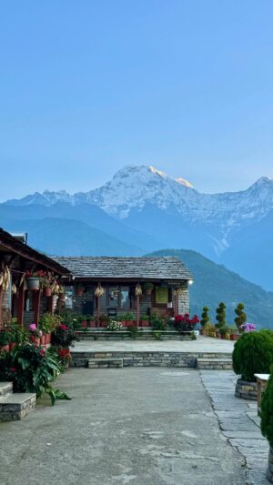 Brinda Sharma Instagram - Would you go here? 😍

I’ll be honest, I saw this on my feed one day and I just knew I’m going to end up making plans to go here!! 
Influencer bhi influence ho gaya 🤣 

This is Ghandruk 🏔️ 
And the stay is Gurung Cottage- I didn’t get a room here but the owner was super sweet and allowed us to shoot here whenever we wanted 💕 
Iss cottage ke alava bhi kaafi sundar jagah hain idhar- going to come back here to spend a few days in this village for sure 🥺
The whole village is just incredible but iss cottage ka location is so perfect!! That’s Annapurna South you see behind me, and Machhapuchhre is also visible on the right 😩💕 

What an incredible place to start a trek from no? 
You can drive to this place from Pokhara, takes about 3 hours ☺️ 

So much more from Nepal coming soooon 💕 

#liveandlettravel #brindsinNepal #mountaingoatbrinds #reelsindia #reelsinstagram