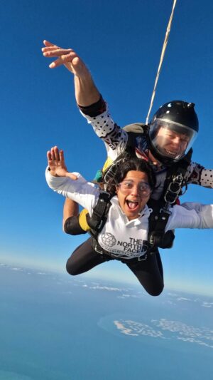 Brinda Sharma Instagram - Karoge Skydiving? 🤣

Welcome to PART 1 of me reacting to my skydiving experiences 🤪 
I laughed so hard yaar I look so stupid 😭🤣

Part 2 ka wait karo… spoiler alert it’s going to be a different vibe 😏

Also mummy ko call humesha skydive ke baad gaya hai 🤣

I recorded my first hand reaction watching the skydive video and it turned out to be 8 minutes 🤣 
Think we can make a whole vlog about this, bada maza aaya ismain toh 🤣

#liveandlettravel #brindsreacts #reelsinstagram #reelsindia #skydive