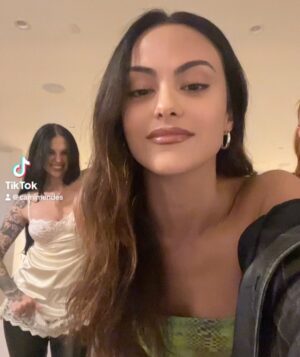 Camila Mendes Instagram - thanks for letting me relive my high school rave girl era 💚 @spotify @charli_xcx @troyesivan