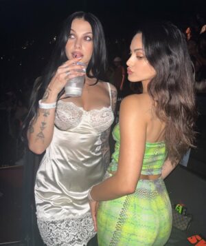 Camila Mendes Instagram - thanks for letting me relive my high school rave girl era 💚 @spotify @charli_xcx @troyesivan