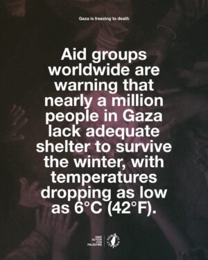 Carice van Houten Instagram - 🚨6 BABIES FREEZE TO DEATH IN GAZA IN JUST 1 WEEK 🚨

The total number of Palestinians who have died of hypothermia in Gaza in one week has now reached seven, including six babies. This number is expected to rise as temperatures continue to plummet and the majority of Gaza’s population is forced to live in makeshift shelters and tents.

“We have warned more than once of the danger of air depressions, winter and frost waves coinciding with the tragic reality experienced by our Palestinian people who are being subjected to killings, genoc/de and the destruction of homes and vital sectors, and who are being subjected to displacement and eviction,” stated the Gaza Media Office.

Aid groups worldwide are warning that nearly a million people in Gaza lack adequate shelter to survive the winter, with temperatures dropping as low as 6°C (42°F).

Israel’s relentless bombardment has left fewer buildings standing in Gaza this winter, forcing Palestinians, who have repeatedly fled Israeli attacks, to seek refuge in makeshift tents constructed from tarpaulin, blankets, cardboard, and old rice sacks. Basic shelter materials such as tarps, plastic sheeting, and insulation remain largely unavailable due to Israel’s blockade of essential goods. 

The Norwegian Refugee Council reported that by late November, only 285,000 displaced Palestinians in Gaza had received critical shelter materials, leaving 945,000 still in urgent need. UNRWA chief Philippe Lazzarini highlighted the dire situation, revealing that “blankets, mattresses and other winter supplies have been stuck in the region for months waiting for approval to get into Gaza.”

THIS IS ENTIRELY PREVENTABLE, THIS IS A CHOICE ISRAEL HAS MADE.

👉 EMAIL YOUR ELECTED OFFICIAL NOW! USE THE FREE TEMPLATE IN @humantiproject’s bio or visit HumantiProject.org 👈

——
Sources: Al Jazeera, The Norwegian Refugee Council, UNRWA.