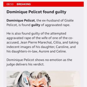Carol Vorderman Instagram - GISÈLE PELICOT - 50 men sentenced for raping her while she was drugged,  including her ex husband who's been sentenced for only 20 years

Watch the videos....the names of the cowardly little sh*ts, many now crying in court, found guilty of raping this fine strong woman... 

Is the system any better in this country? No it isn't. And it won't be until women come together to say ENOUGH.

Meanwhile much of our press, some of the political parties rampant with misogyny, fundamentally support the insulting system we have.

Guess the year when it finally became illegal for a man to rape his wife? Guess....answer below 🔽

Why aren't women more angry? 
I will never understand.
Let's come together finally to threaten government with our collective power because we do have power, the misogyny and bullying (because that's what misogyny is) persuades many to feel we are weak "the weaker sex" but we don't have to be.  We really don't. 
🤍

Answer: 1991