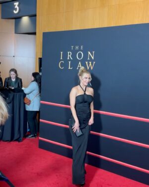 Catherine Joy Perry Instagram - Swipe to see some of your favorite @aew & @wwe #wrestling stars at the @ironclawmovie @a24 movie premiere last night. Incredible #film and In theaters 12/22

#hair @hayleyheckmann 
#glam @karinamorxoxo 
#dress @ysl
#stylist @mimicuttrell