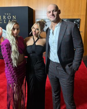 Catherine Joy Perry Instagram - Swipe to see some of your favorite @aew & @wwe #wrestling stars at the @ironclawmovie @a24 movie premiere last night. Incredible #film and In theaters 12/22

#hair @hayleyheckmann 
#glam @karinamorxoxo 
#dress @ysl
#stylist @mimicuttrell