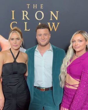 Catherine Joy Perry Instagram - Swipe to see some of your favorite @aew & @wwe #wrestling stars at the @ironclawmovie @a24 movie premiere last night. Incredible #film and In theaters 12/22

#hair @hayleyheckmann 
#glam @karinamorxoxo 
#dress @ysl
#stylist @mimicuttrell