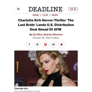 Charlotte Kirk Instagram - I’m so excited to start filming this epic supernatural horror film! Let’s go!!! The perfect announcement on the eve of Halloween!! 
🎃 👻 
.
.
.
.
.
#charlottekirk #charlottekirkmovies #charlottekirkhorrormovie #halloween #horrormovie #halloweenmovie #deadline #hollywood #hollywoodmovie #horrorgirl #badasswomen #ladyboss #moviestar #deadline #hollywoodpress #afm #actionstars #thelastbride #amp @deadline @ways.ent @nickleisure @film_amp
