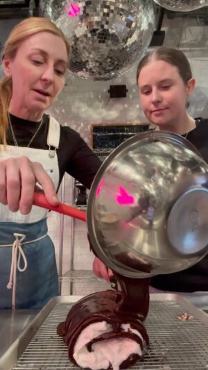 Christina Tosi Instagram - The best part of #BakeClub is the excuse to hang with good friends. Thanks to @haileecatalano for hanging with me in the kitchen and getting down with Ice Cream Roll Up Cake - which is 100/10 for the holidays. Tune in to get the scoop on her new book and get the full recipe for this roll up cake @ bakeclub.com
