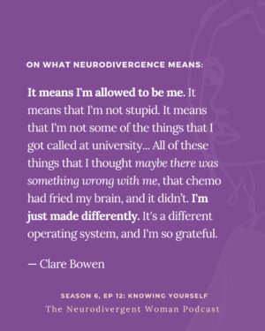 Clare Bowen Instagram - For our final episode of Season 6 we are thrilled to welcome Australian actor and vocalist Clare Bowen to the podcast, to chat with us about her experiences as an Autistic and ADHD woman. ⁠
⁠
Clare has been in a number of wonderful films, series, and theatre productions both here in Australia and internationally, with her most recognizable role being Scarlett O’Connor in the American TV series, NASHVILLE. Clare is also a globally touring musician, and she currently makes music with her husband, Brandon Robert Young, as the duo – BOWEN YOUNG. The soul mates split their time in a tear in the fabric of reality, between Nashville, Tennessee and Yuin Country, Australia.⁠
⁠
This episode is a winding route through Clare’s experiences as a neurodivergent woman, from a childhood coloured by cancer treatment to working as an internationally acclaimed actor and musician, we cover a lot of ground! Including:⁠
⁠
→ What neurodivergence means to Clare.⁠
⁠
→ Her path to discovering her neurodivergence.⁠
⁠
→ Navigating the neurodivergent duality of having areas of extreme strength and gifts and other areas of significant challenge.⁠
⁠
→ Understanding why her response to stress and trauma may be different to others.⁠
⁠
→ Finding deep connection with others and the power of nourishing relationship.⁠
⁠
→ What identification of her neurotype has meant for Clare.⁠
⁠
→ Clare’s special interests in music and medicine, and role these interests have served for her throughout her life.⁠
⁠
→ Clare’s message for others who may resonate with her story.⁠
⁠
You can find Clare on Instagram @clarembee and @bowenyoungofficial⁠
⁠
🌟 Listen now on Spotify, Apple Podcasts, or your favourite podcast app.⁠
⁠ ⁠
🌟 Read the key takeaways at ndwomanpod.com/blog ⁠
⁠
🌟 Join our next Zoom hangout for Patreon members and access exclusive content at ndwomanpod.com/patreon.⁠
⁠
.⁠
.⁠
.⁠
#AutisticandADHDwoman #clarebowenyoung #neurodivergencepodcast #psychologypodcast