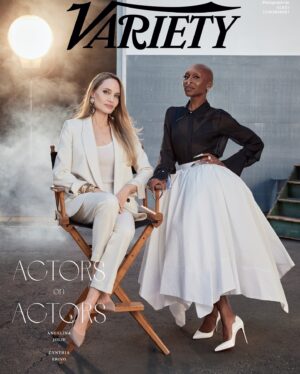 Cynthia Erivo Instagram - Thank you @variety. It was an honor to do this with an actor and humanitarian I admire so much, @angelinajolie. 

Our #ActorsOnActors is out now on variety.com 

@cynthiaerivo
Styling: @jasonbolden 
Makeup: @joannasimkin 
Nails: @clawzbydior_ 
@theledecompany 

@variety
Article: @kateaurthur 
Photographs: @alexilubomirski
Production: @emilyjeanullrich 
Lighting Director: @maxbernetz
Set Direction: @gillemills