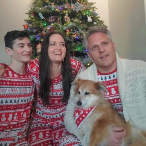 Danica McKellar Instagram - MERRY CHRISTMAS from our family to yours! 🎄
.
.
Swipe for some outtakes, including our attempt at "blue steel" 😋 (My son's idea - I've been educating him on the classics - like Zoolander, haha. My husband *nailed* the Hansel look, right??)
.
.
Wishing you all a beautiful, peaceful, joy-filled Christmas week!! 🎄❤️🎄