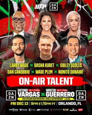 Dasha Kuret Gonzalez Instagram - Our Live Commentators for Most Valuable Prospects 10 are the best in the biz!

🎤Dan Canobbio
🎤Wade Plem
🎤Nonito Donaire
🎤Sibley Scoles
🎤Dasha Kuret
🎤Larry Wade

Live on DAZN.com at 9pm ET /  6pm PT from the Caribe Royale in Orlando, FL!

-
#Prospects10
Fri. Dec, 13th
Caribe Royale - Orlando, FL
Live on @daznboxing