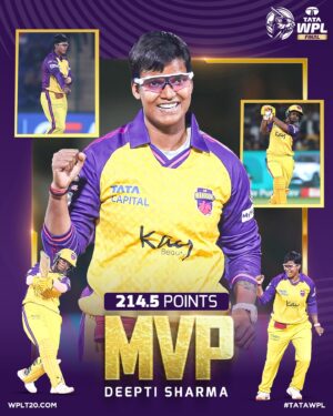 Deepti Sharma Instagram - Deepti Sharma put on a brilliant all-round performance for UP Warriorz and won the Most Valuable Player of the Tournament Award 👍👍

#TATAWPL | @officialdeeptisharma | @upwarriorz