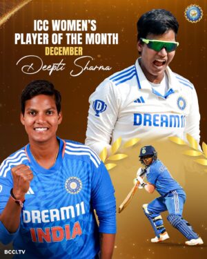 Deepti Sharma Instagram - Presenting the ICC Women's Player of the Month for December ▶️ Deepti Sharma 👌👌

Congratulations to the #TeamIndia all-rounder 👏👏

@officialdeeptisharma