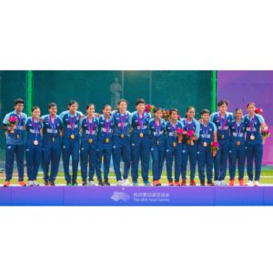 Deepti Sharma Instagram - First Gold 🥇Medal in Asian Games for India in Cricket. 🏏

A medal made of determination, grit and hard work, turned into Gold by your endless love and support! 

Jai Hind! 🇮🇳

#Asiangames
#DS6