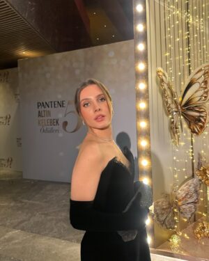 Dilara Kurtulmuş Instagram - Çok güzel bir gecenin sonu💛✨🫶🏼 #pantenealtınkelebek 

Bu geceki elbisem✨ @urbanmuse_ 

#reklam
