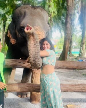 Dimple Hayathi Instagram - This how I communicate with my soul animals .. elephants and paws are my thing and when friends that god sent when left all dark in the streets this is how I was left to bloom to seek what I love . ❤️ 🐘 🐾 🐶 👧 🧳 #dimplehayathi #dimplehyati  got inked first time 🥰🧸🤓. #krabi #thailand #elephant