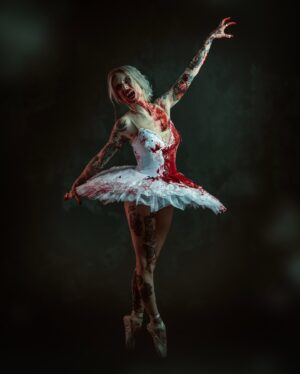 Dionne Slagter Instagram - Ik ben teruggekeerd als de volwassen versie van Abigail, de prima vampieren ballerina 🩰🩸 Mijn ballet skills en spitzen, ooit het trots bezit van mijn 11-jarige ik, kwamen perfect van pas voor deze griezelige Halloween shoot. HAPPY HALLOWEEN🎃🩸👻

Foto’s door @bymarije