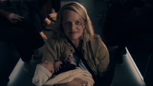 Elisabeth Moss Instagram - "Here’s a sneak peek at what we’ve been up to…

We are hard at work on the final season and I’m so excited to share with you guys these first look images!!! These are from episodes 1 and 2, directed by yours truly, and episode 3, directed by @thisisdavidl, all shot by @nicdaleydp. 💃" - Lizzie Moss

Season 6 of #TheHandmaidsTale premieres Spring 2025