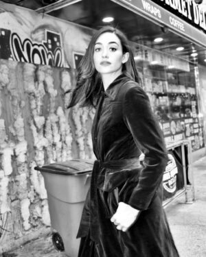 Emmy Rossum Instagram - "There’s nothing more challenging or invigorating than live theater. It’s a high wire act every time. There’s no editor to save you on stage, and that’s terrifying, and thrilling. Everyone is seeing me warts and all, from every angle at every moment. There is nothing to hide behind, and that’s ultimately what I’m trying to embrace at this moment in life." -- @emmy star of Walden @2stnyc 🩷 
interview: @ginaway1 
photos/editor in chief: @tina_turnbow 
makeup: @kaleteter 
hair: @jacobrozenberg 
styling: @thomascarterphillips 
blazer/velvet trench: @curethrift 
special thanks to @thriftboss #2stnyc