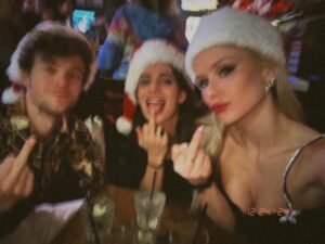 Erin Moriarty Instagram - Forever in my Christmas (& general) Hall of Fame; these shots and these humans. Happy holidays and of course, a loving “🖕🏻.”