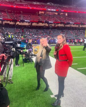 Gionna Daddio Instagram - Thank you to @wwe & @netflix for letting me be apart of todays NFL Christmas games 😈✨

- Raven’s WON 
- I had my girls with me @raquelwwe @beautybyjett 
(Missed u Daddy Dom 😘) 
- & u can watch me LIVE on Netflix January 6th
#LMWT