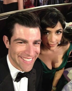 Hannah Simone Instagram - I’ll never forget my first ever Golden Globes… I took my dad as my date and while I was doing the carpet my Dad was standing  on the side BEAMING. George Clooney mistook my dad as a member of the Hollywood Foreign Press and came over and shook his hand. George then began to chat my Dad up, congratulating him and letting him know what a great guy he was… and my Dad (with his permanent Dad goggles on) thought it was no mistake because George was obviously just a huge fan of mine 😂