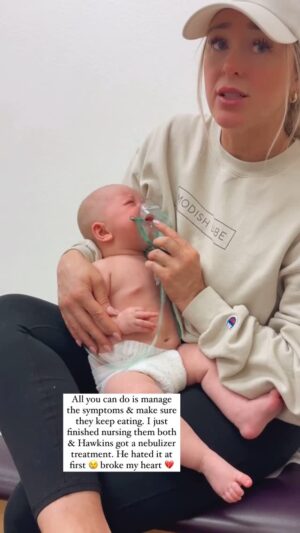 Jamie Otis Instagram - These twinnies are strong baby boys, RSV doesn’t stand a chance with them!❤️‍🩹🤒🙏 …Hawkins spiked a fever of 101.7. He’s had a cough and would even wheeze some, but he’s been eating normally. There’s not a lot the doctor can do for a cold/virus so we held off going, but the moment he spiked a fever we brought them both in…

Sure enough they both tested positive for RSV.😩

If these were my first babies I would’ve rushed to the doc the minute I heard them cough. And honestly, there’s nothing wrong with that bc it’s better to be safe than sorry!💯

But I know there’s not a lot the doctor can do for a cold or even a lot of viruses. As long as they’re without a fever, eating and having normal wet diapers I figured I’d just keep a close eye on them. I know this is exactly what the doctor has even told me in the past, but yet I second guessed myself when they both tested positive for RSV.

I panicked & asked the doctor if I should’ve brought them in earlier since they’ve had the cough a couple days, but thank God she reassured me. She actually said I brought them in at the perfect time …so that makes me feel more confident again.🙏🤪❤️

She sent us home with a nebulizer for the babies just in case they need it.

Gosh, even though these are babies number 3 and 4 for us I STILL get nervous and doubt myself as a mommy.🤦🏼‍♀️

When do we as moms start feeling 100% confident?🤪 Does that ever come?!🤷🏼‍♀️ Asking for a friend🥴😅

RSV | twin mom | raw motherhood | mom life | 3 month old babies | moms supporting moms