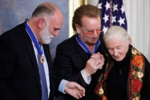 Jane Goodall Instagram - Dr. Jane Goodall continues to make history 📚

We are immensely proud of our founder, who received the Presidential Medal of Freedom on Saturday in recognition of her groundbreaking contributions to science and tireless advocacy for our planet and all who call it home 🌎

📸: AP Photos/Manuel Balce Ceneta, JGI Guest, Valerie Plesch, Getty Images/Tom Brenner, JGI/Lilian Pintea, 
.
.
.
#JaneGoodall #JaneGoodallInstitute #JGI #MedalOfFreedom #HopeInAction