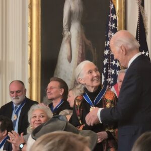 Jane Goodall Instagram - Dr. Jane Goodall continues to make history 📚

We are immensely proud of our founder, who received the Presidential Medal of Freedom on Saturday in recognition of her groundbreaking contributions to science and tireless advocacy for our planet and all who call it home 🌎

📸: AP Photos/Manuel Balce Ceneta, JGI Guest, Valerie Plesch, Getty Images/Tom Brenner, JGI/Lilian Pintea, 
.
.
.
#JaneGoodall #JaneGoodallInstitute #JGI #MedalOfFreedom #HopeInAction